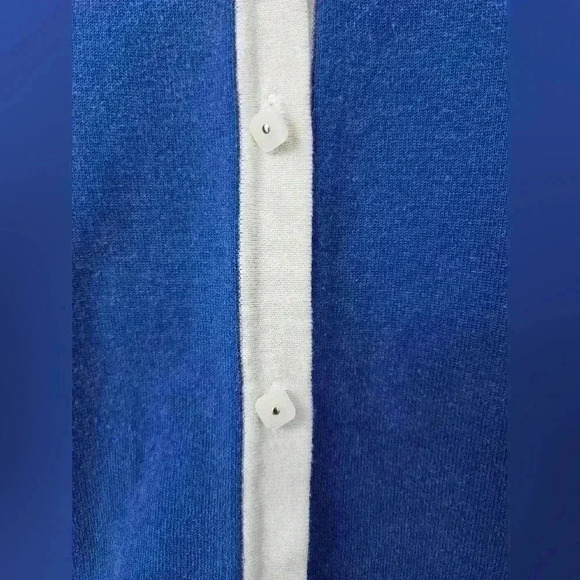 Pendleton Blue & White Button-Down Scoop Neck Cardigan, Size Small - Picture 4 of 7
